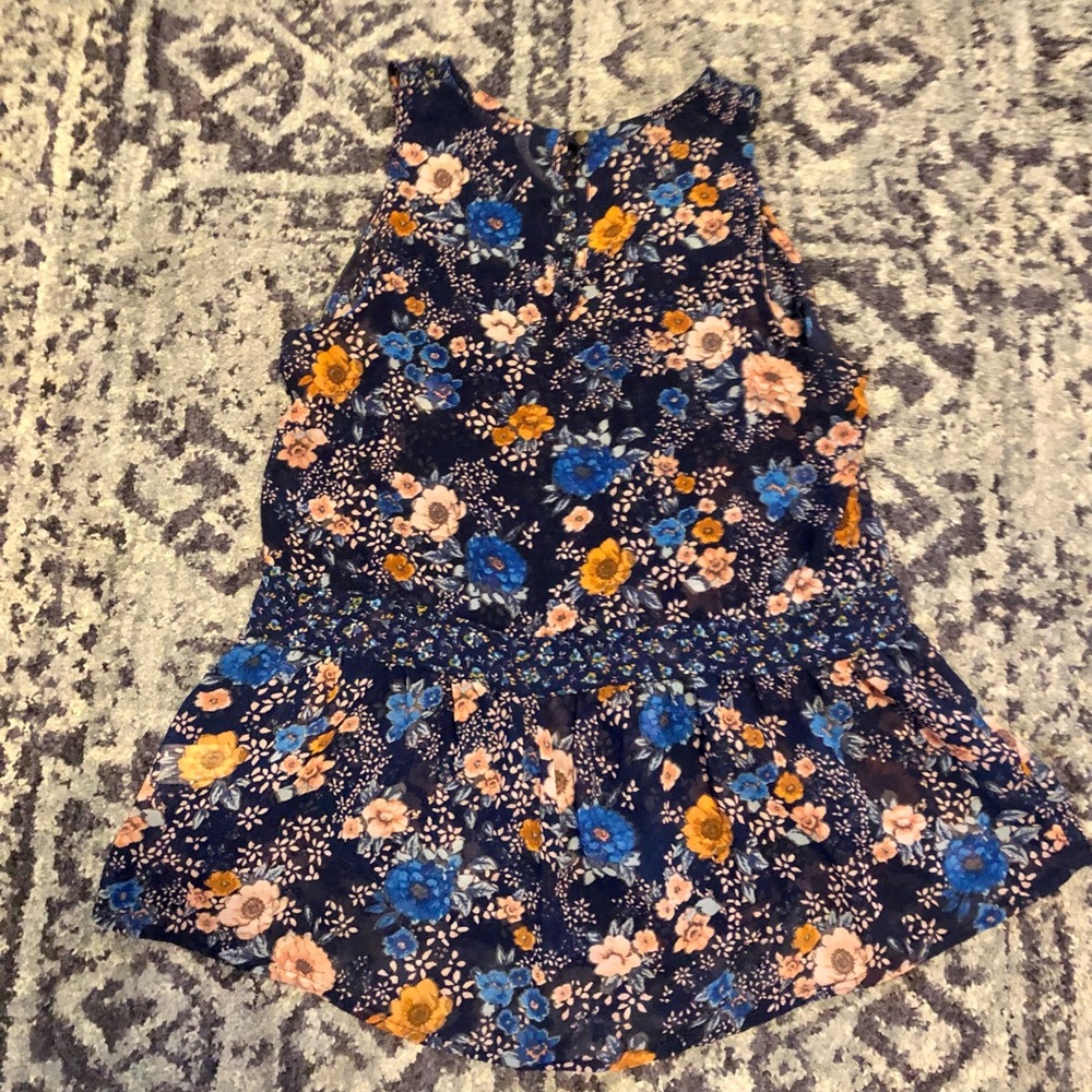 Xhilaration Navy Floral Chiffon Top Small